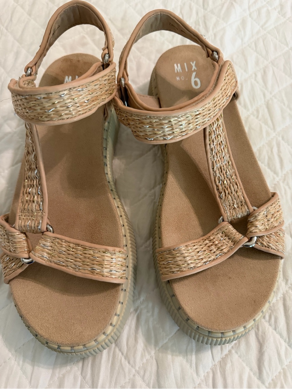 Mix No. 6 Women's Tan Woven Platform Sandals size 7.5